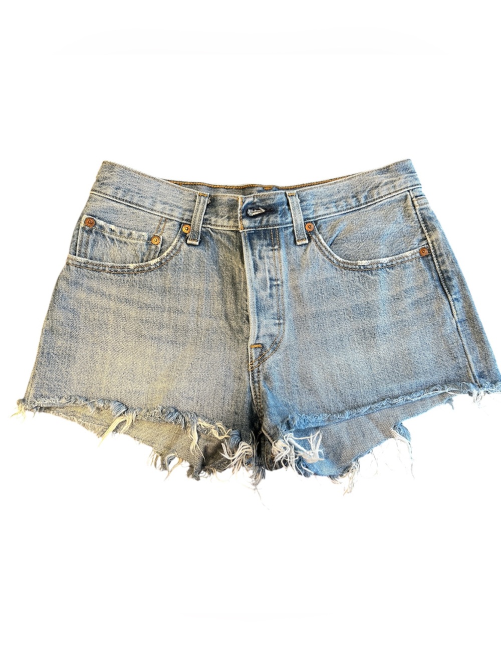 Levi’s 501 Original Cutoff Denim Shorts Women’s W26 Light Wash Frayed Raw Hem